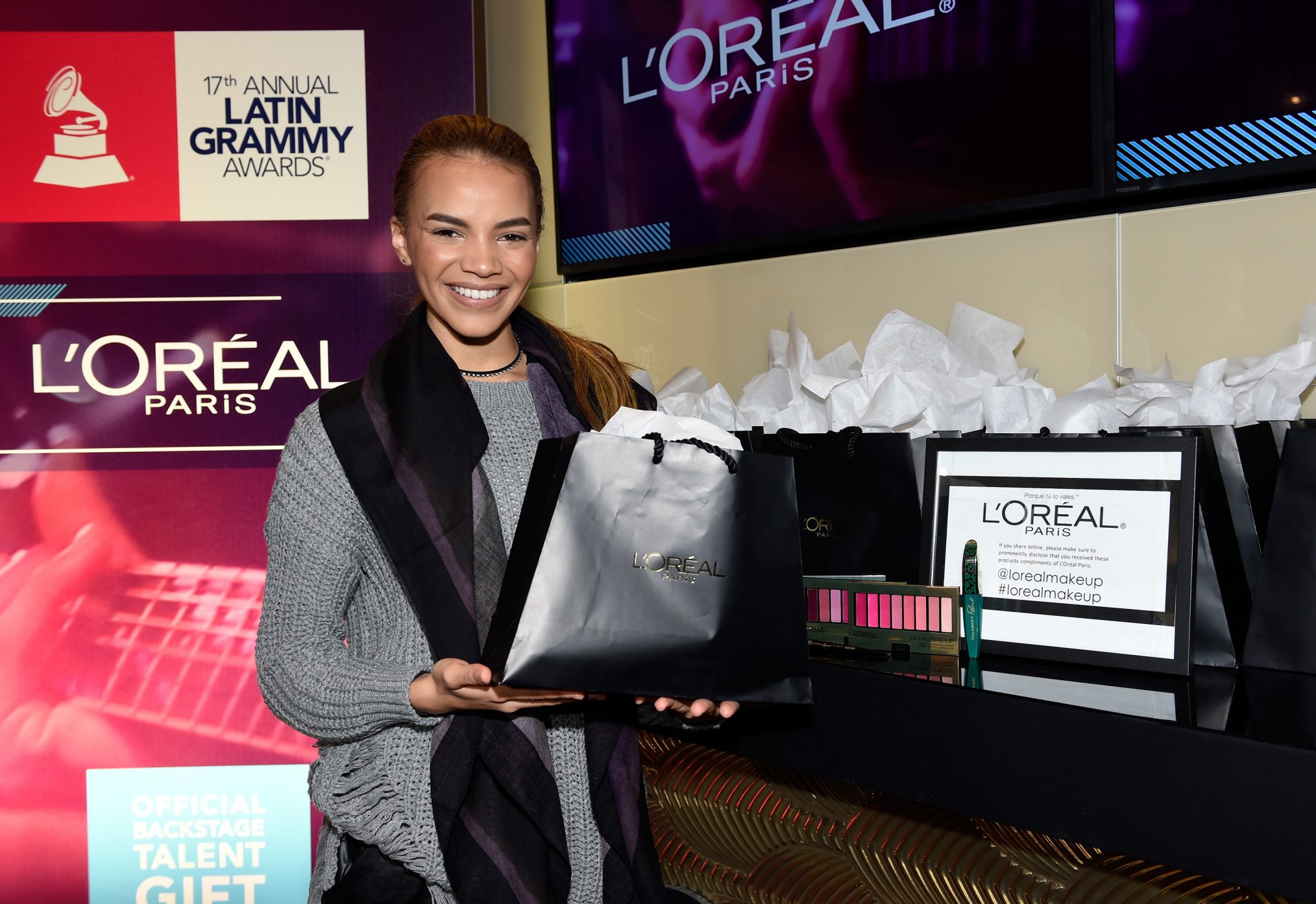 LAS VEGAS, NV - NOVEMBER 15:  Leslie Grace attends the gift lounge during the 17th annual Latin Grammy Awards at T-Mobile Arena on November 15, 2016 in Las Vegas, Nevada.  (Photo by David Becker/WireImage)